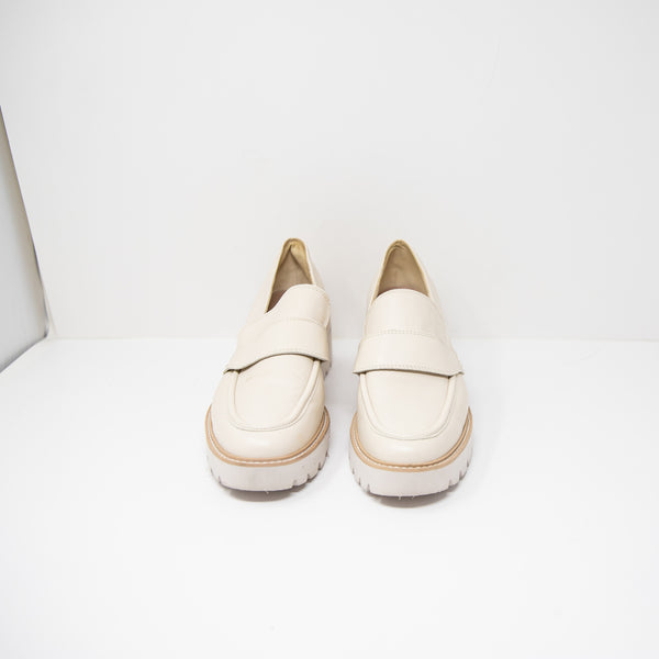 Dolce Vita Halona Genuine Leather Slip On Lug Sole Platform Loafers Shoes Ivory