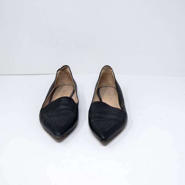 M. Gemi The Gia Genuine Leather Pointed Toe Slip On Flats Shoes Black 7.5