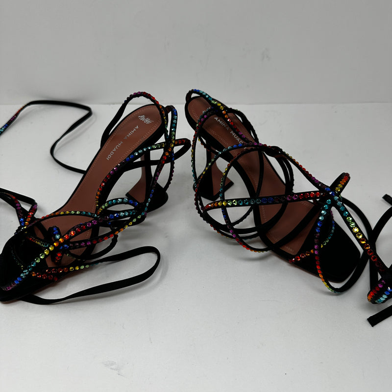 Amina Muaddi x AWGE LSD Gladi Crystal Jewel Embellished Lace Up High Heels Shoe
