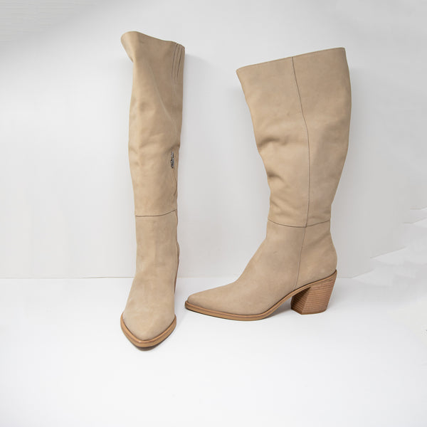 NEW Dolce Vita Kirson Wide Calf Faux Vegan Leather Block Heel Boots Shoes 11