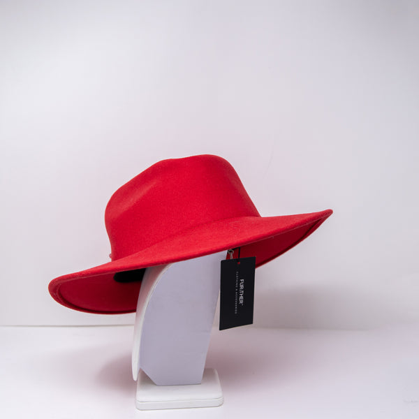 NEW Fur:ther Wool Fedora Felt Crystal Jewel Embellished Hat Red One Size