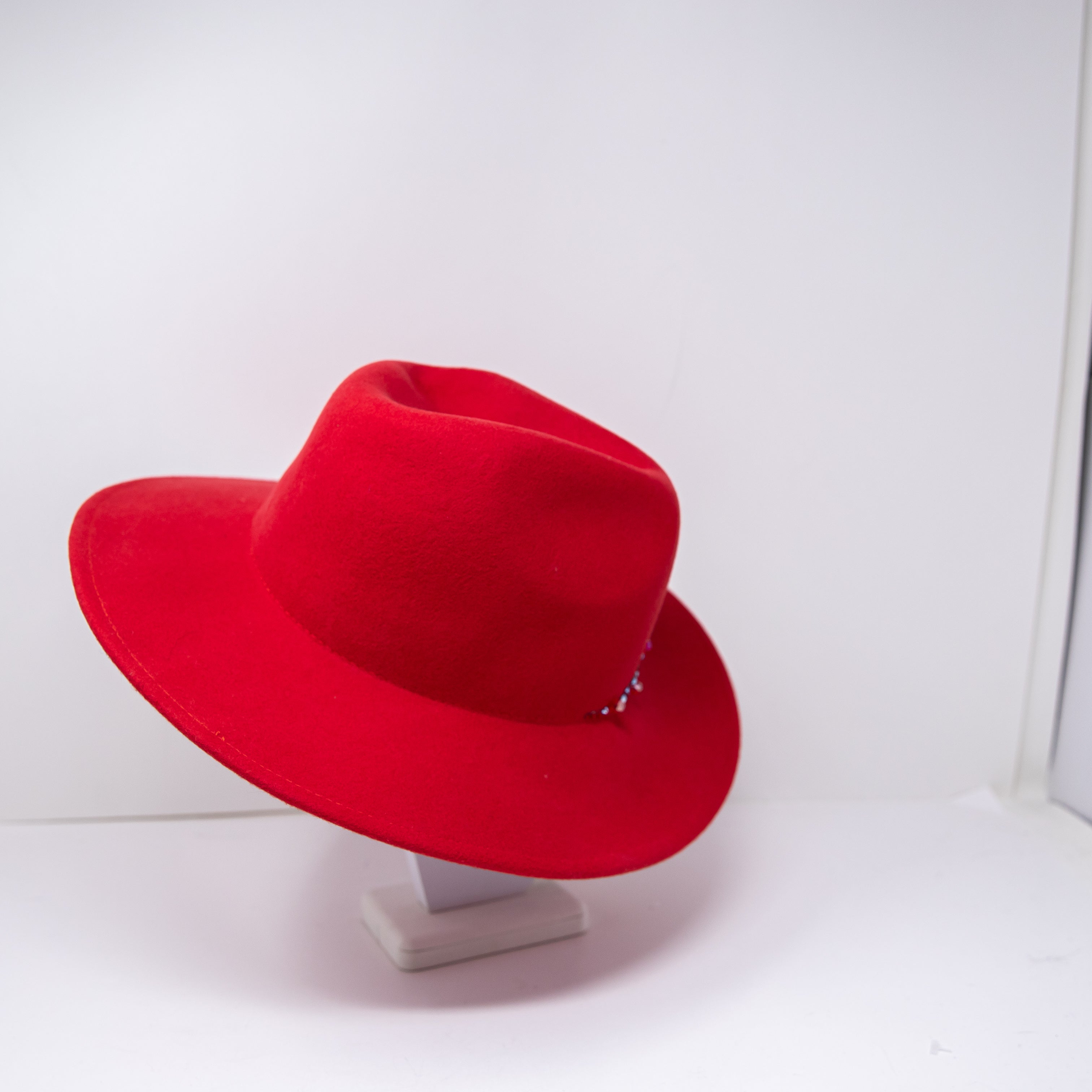NEW Fur:ther Wool Fedora Felt Crystal Jewel Embellished Hat Red One Size