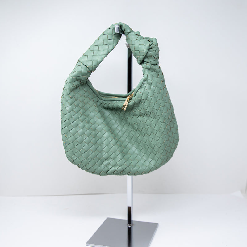 Melie Bianco The Brigitte Faux Vegan Braided Woven Leather Mini Purse Bag Mint