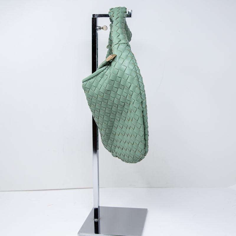 Melie Bianco The Brigitte Faux Vegan Braided Woven Leather Mini Purse Bag Mint