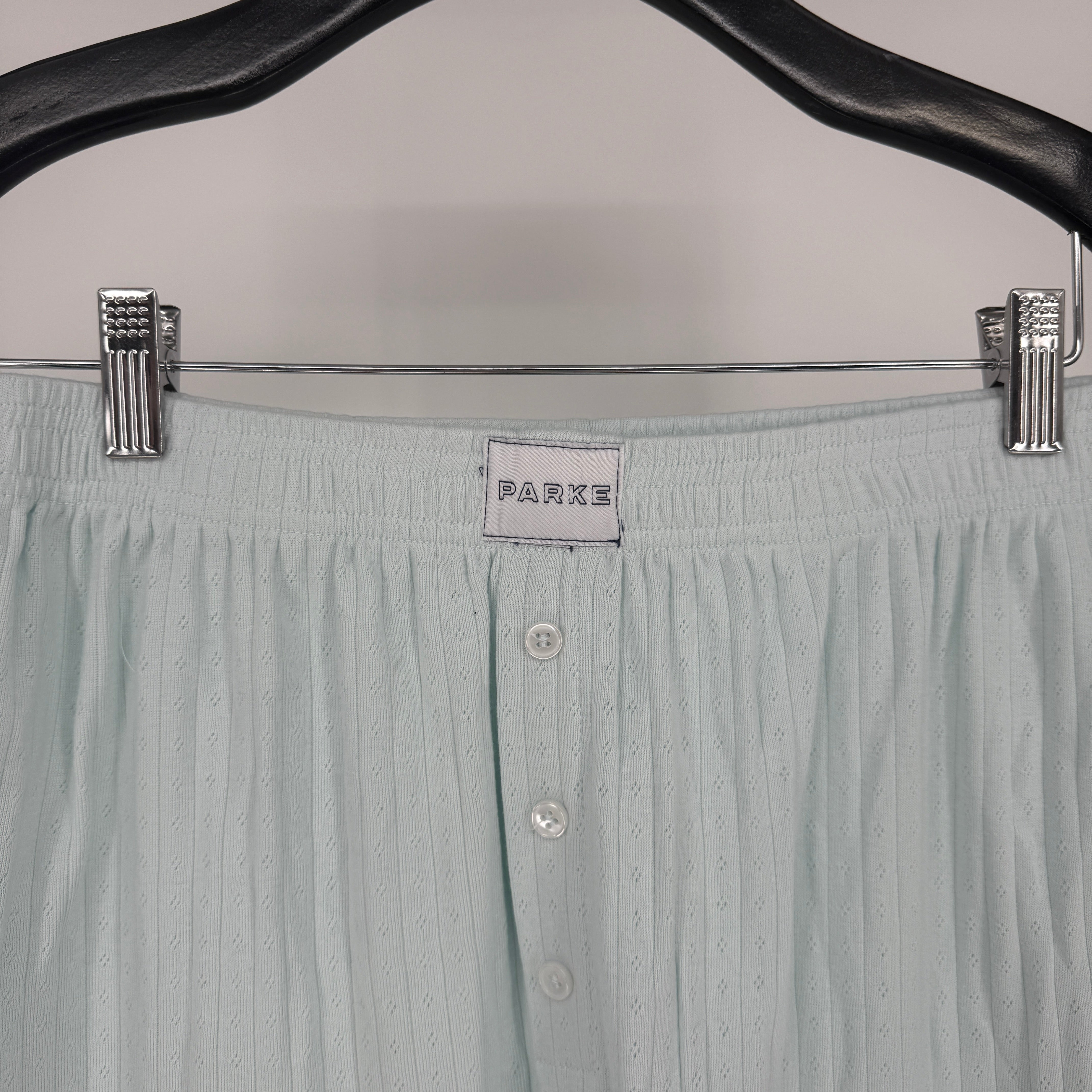 NEW Parke Pointelle Cotton Straight Leg Lounge Pajama Boxer Pants Pale Blue XS