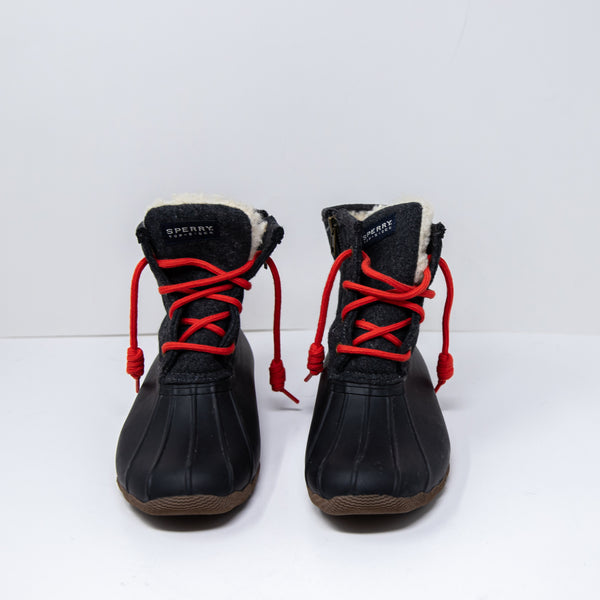 Sperry Topsider Women's Saltwater Waterproof Faux Fur Lined Boots Shoes Black 7