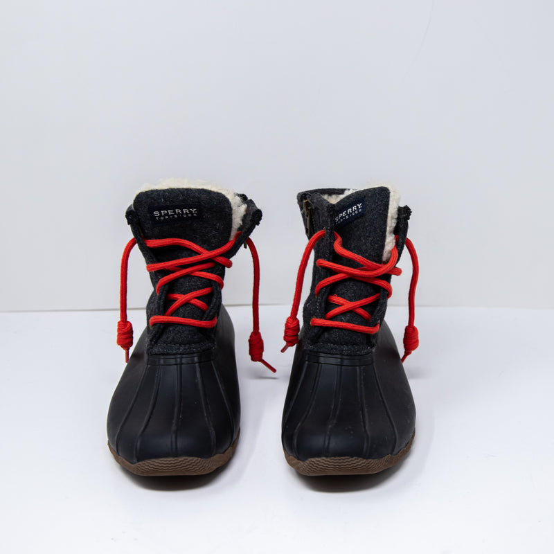 Sperry Topsider Women's Saltwater Waterproof Faux Fur Lined Boots Shoes Black 7