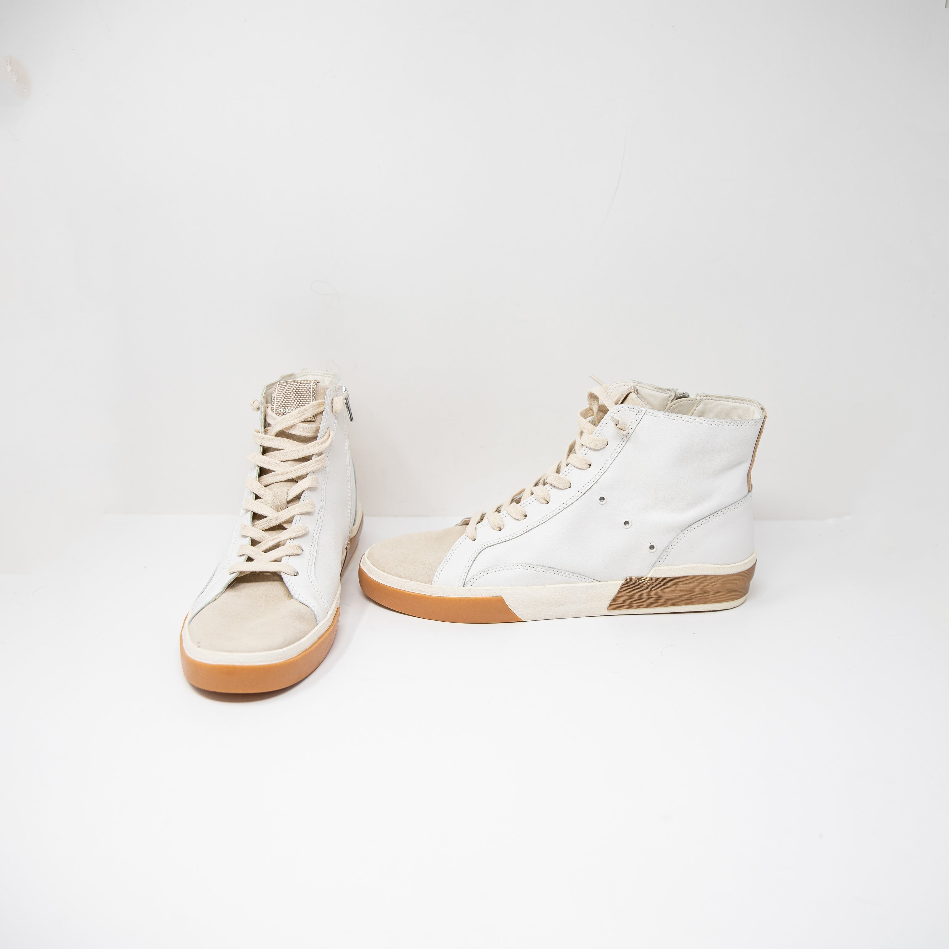 NEW Dolce Vita Zohara Genuine Leather High Top Lace Up Sneakers Shoes White 11