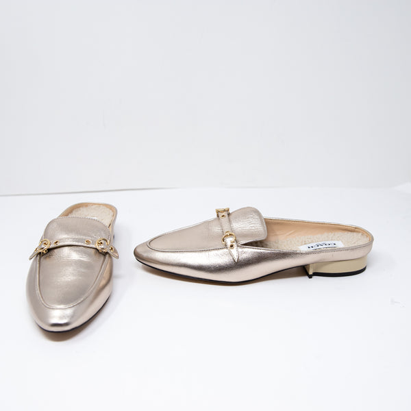 Coach Irene Genuine Leather Shearling Lined Backless Slip On Mules Flats Shoes