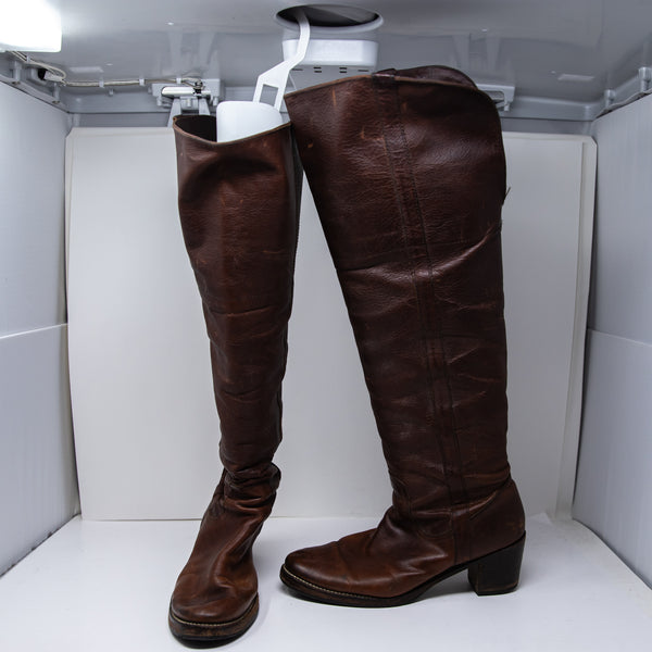 Frye Women's Genuine Leather Over The Knee Block High Heel Pull On Boots Shoes