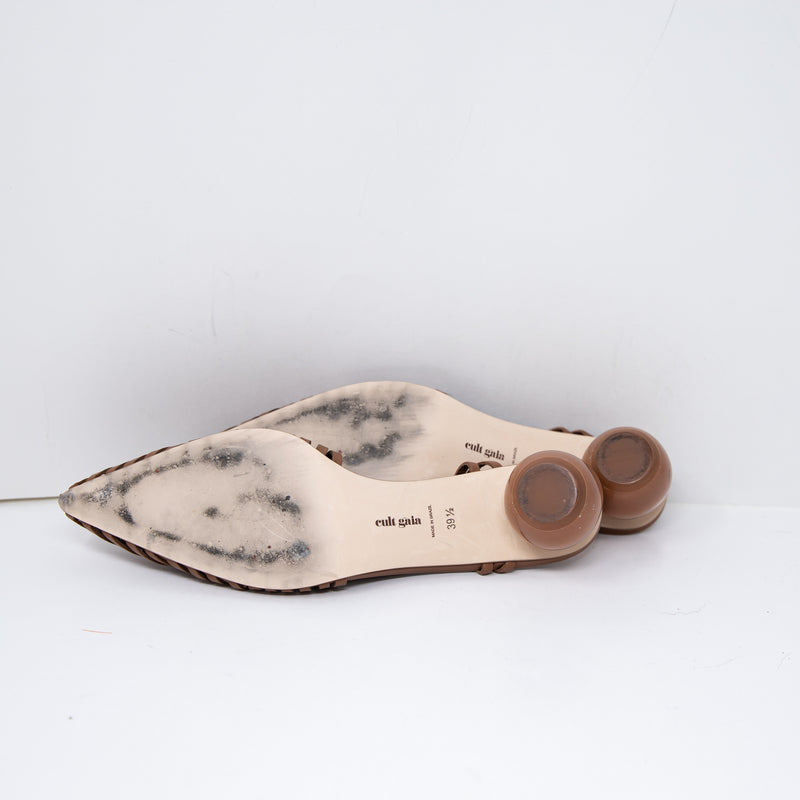 Cult Gaia Women's Alia Genuine Leather Slingback Sculptural Heels Shoes Brown