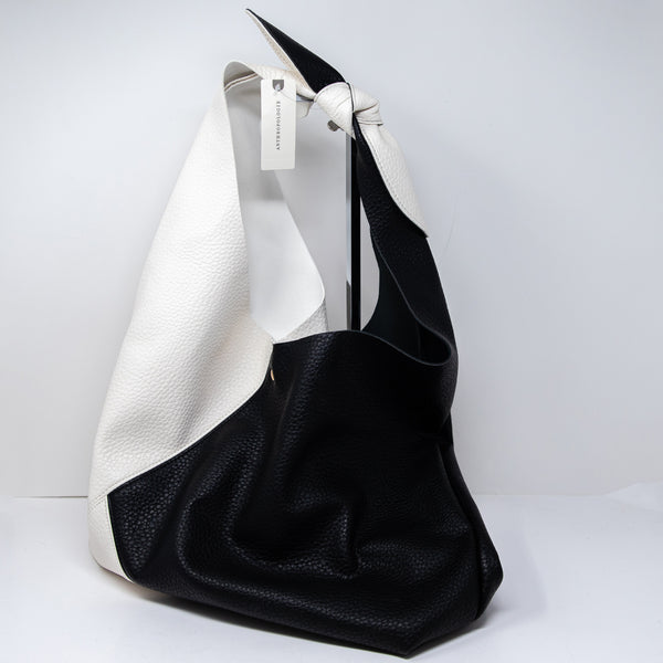 NEW Anthropologie Faux Vegan Leather Colorblock Knotted Shoulder Bag Purse Tote