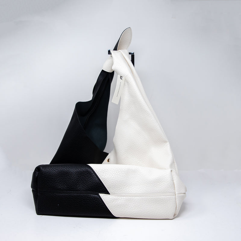 NEW Anthropologie Faux Vegan Leather Colorblock Knotted Shoulder Bag Purse Tote
