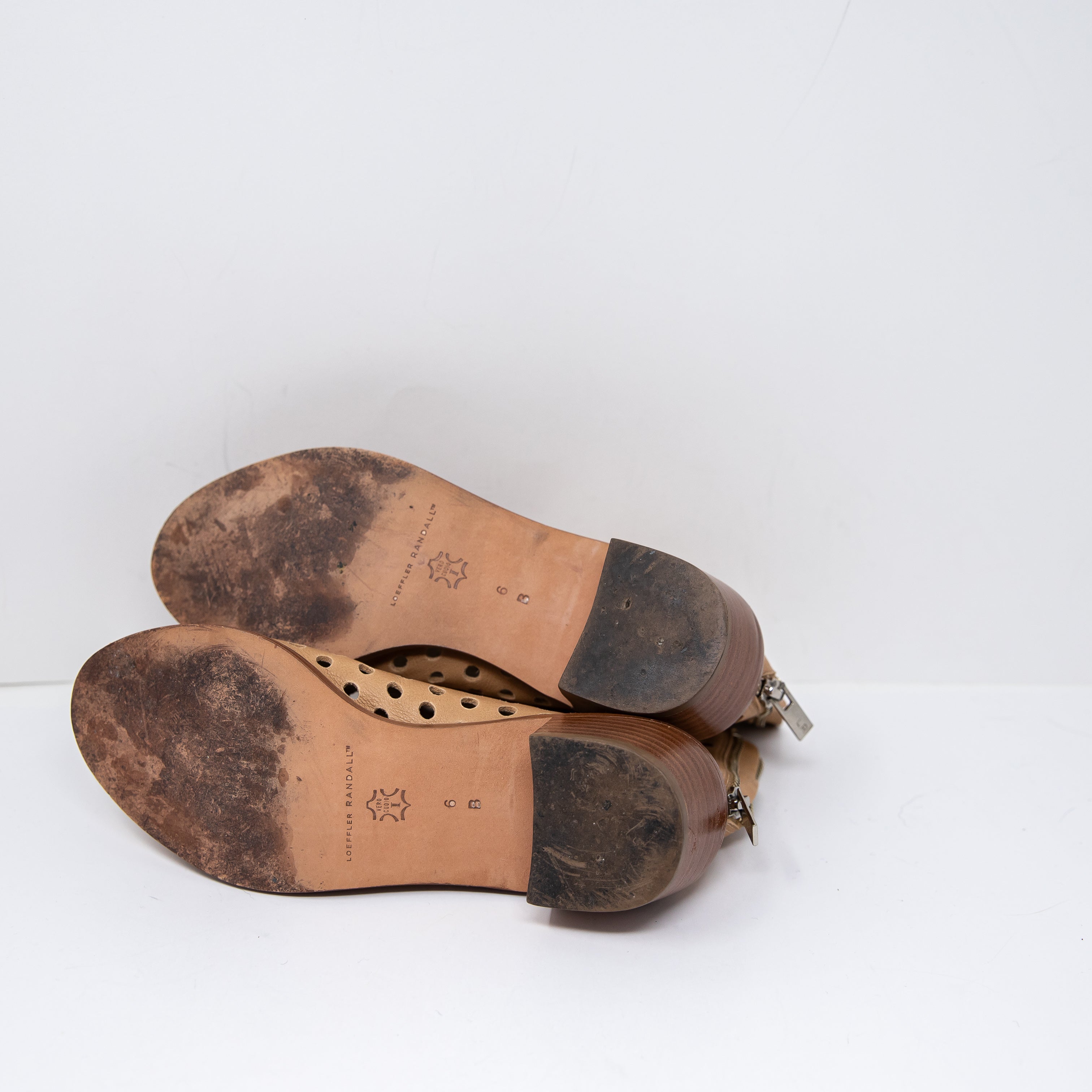 Loeffler Randall Lone Genuine Leather Perforated Open Toe Ankle Block Heel Boots