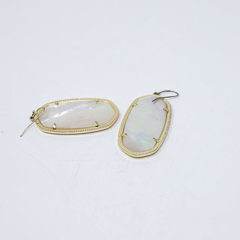 Kendra Scott Elle 14k Yellow Gold Plated Mother Of Pearl Drop Dangle Earrings