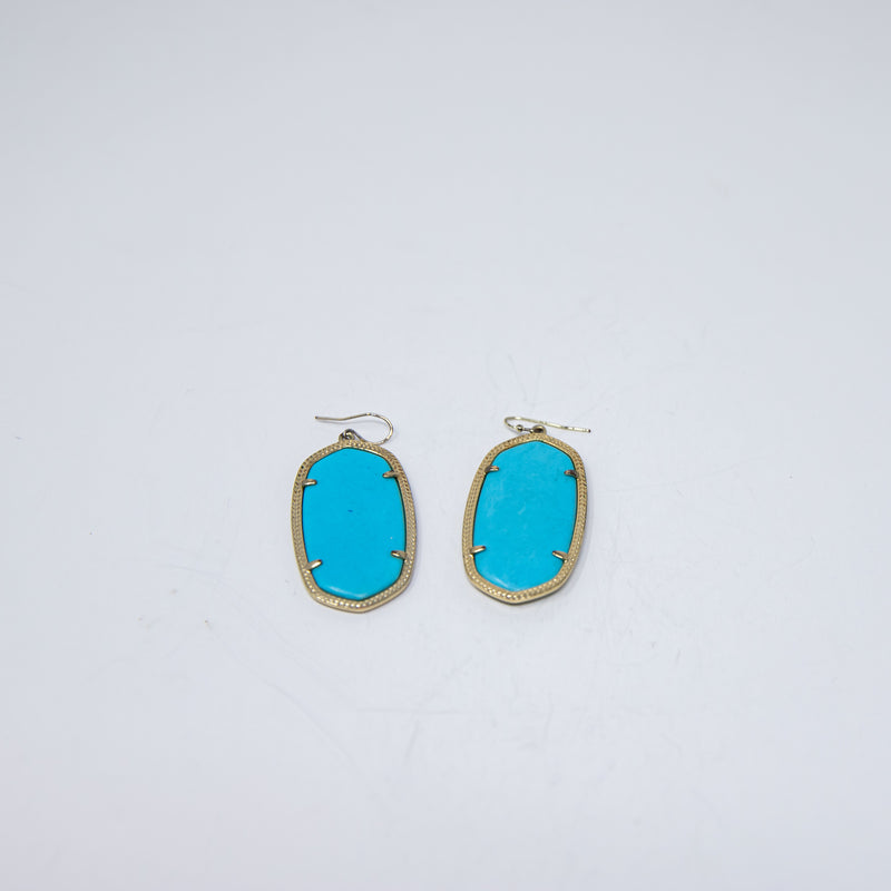 Kendra Scott Elle 14k Yellow Gold Plated Turquoise Drop Dangle Earrings