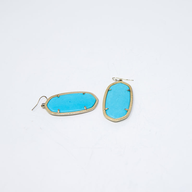 Kendra Scott Elle 14k Yellow Gold Plated Turquoise Drop Dangle Earrings