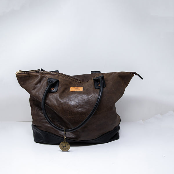 Will Original Genuine Leather Utility Shoulder Tote Purse Bag Weekender Brown