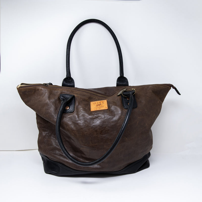 Will Original Genuine Leather Utility Shoulder Tote Purse Bag Weekender Brown