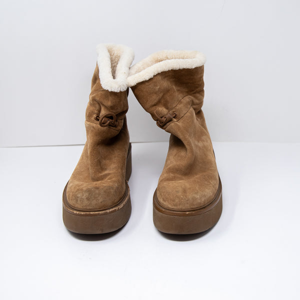 Vince Women's Bellingham Genuine Suede Leather Shearling Lined Platform Boots 7