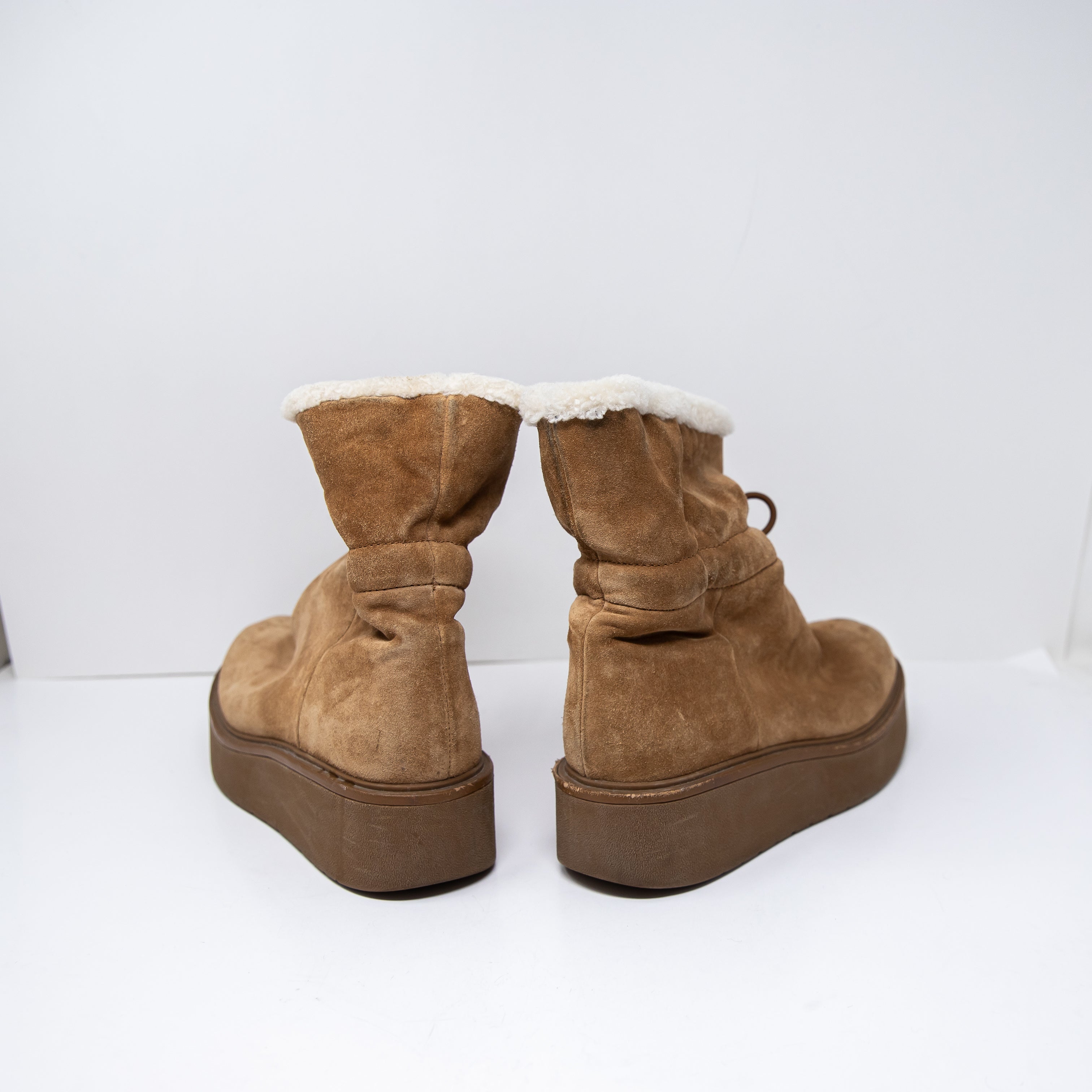 Vince Women's Bellingham Genuine Suede Leather Shearling Lined Platform Boots 7