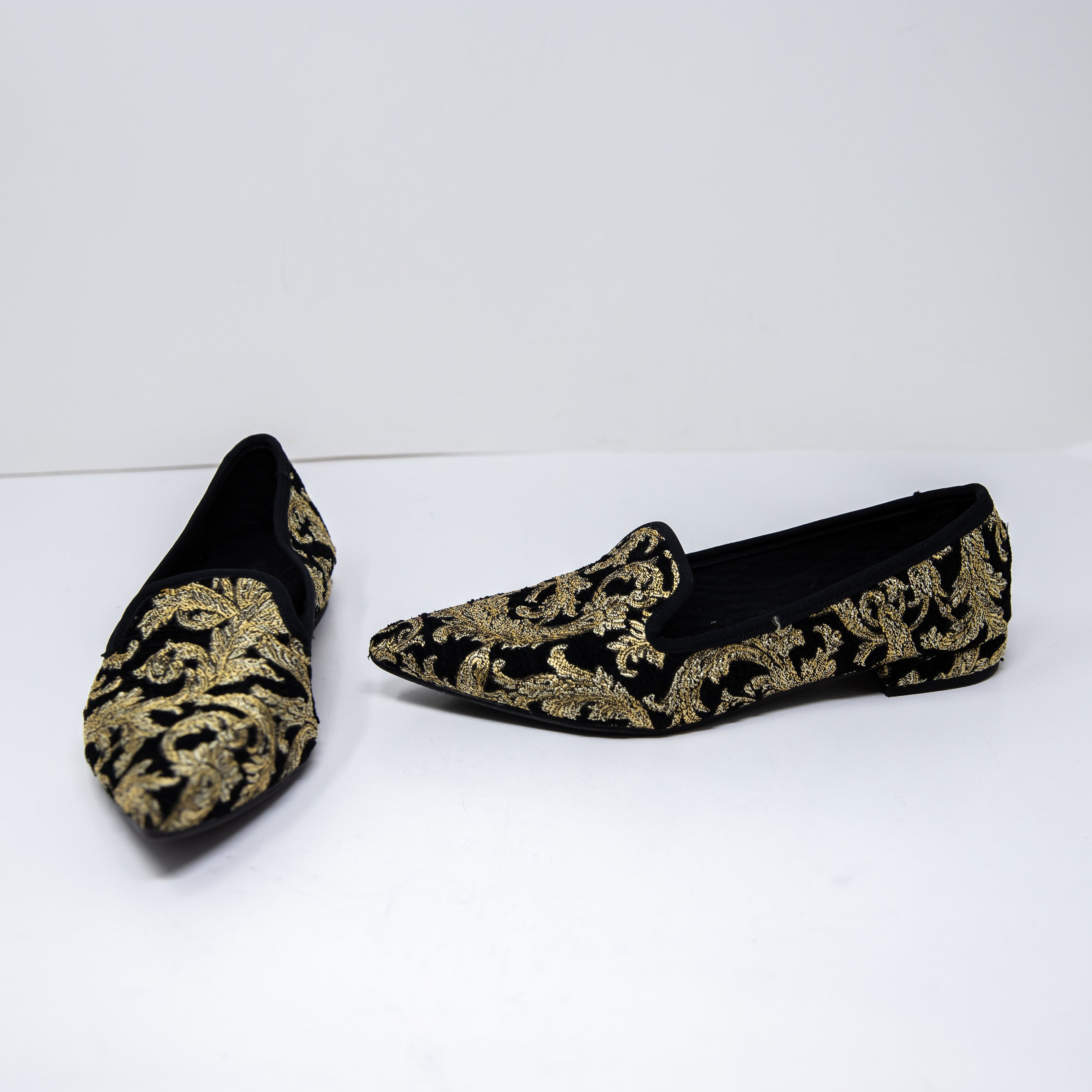 NEW Michele Lopriore Elyse Pointy Loafer Multicolor Brocade Jacquard Flat Shoes