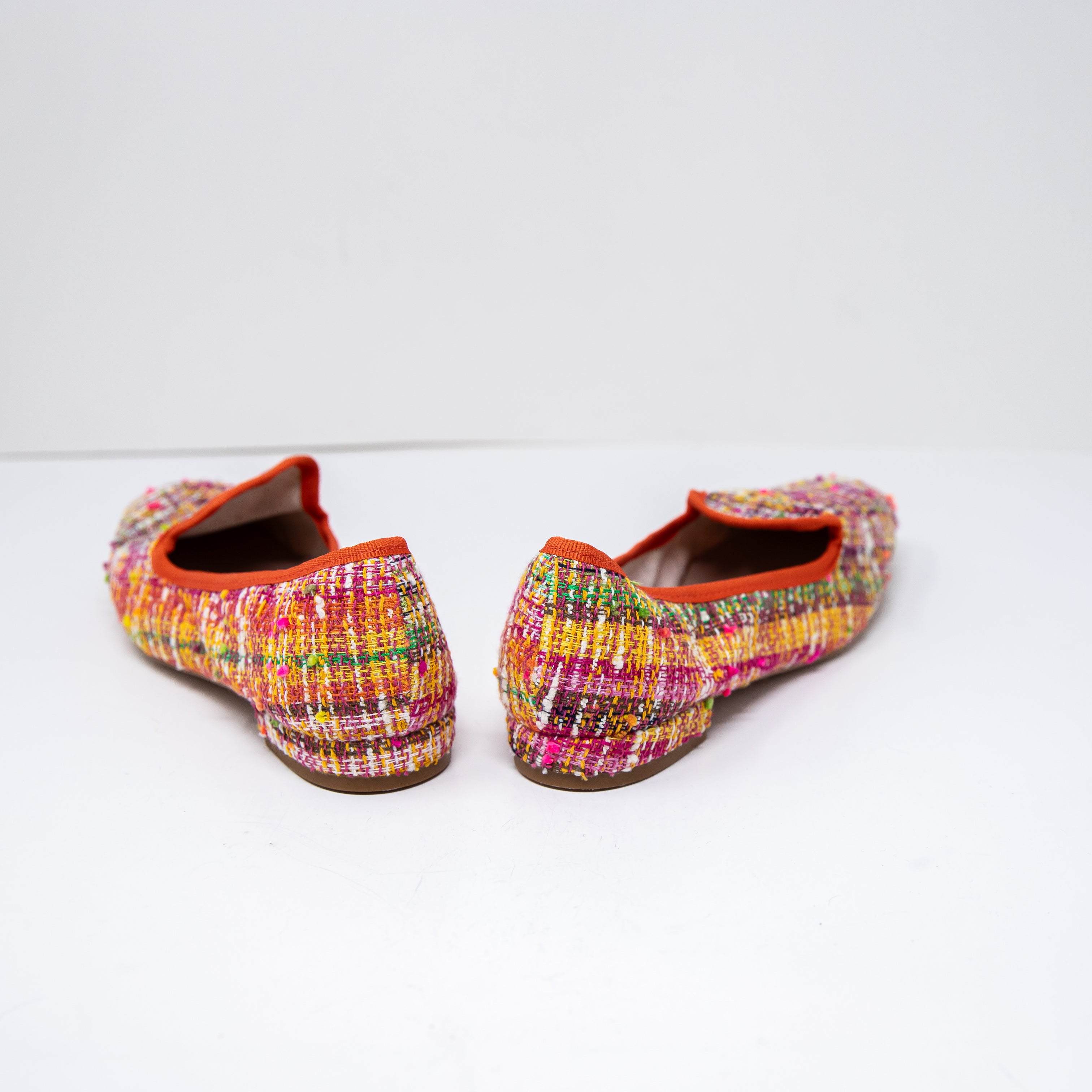 NEW Michele Lopriore Elyse Pointy Loafer Multicolor Orange Melange Flat Shoes 8