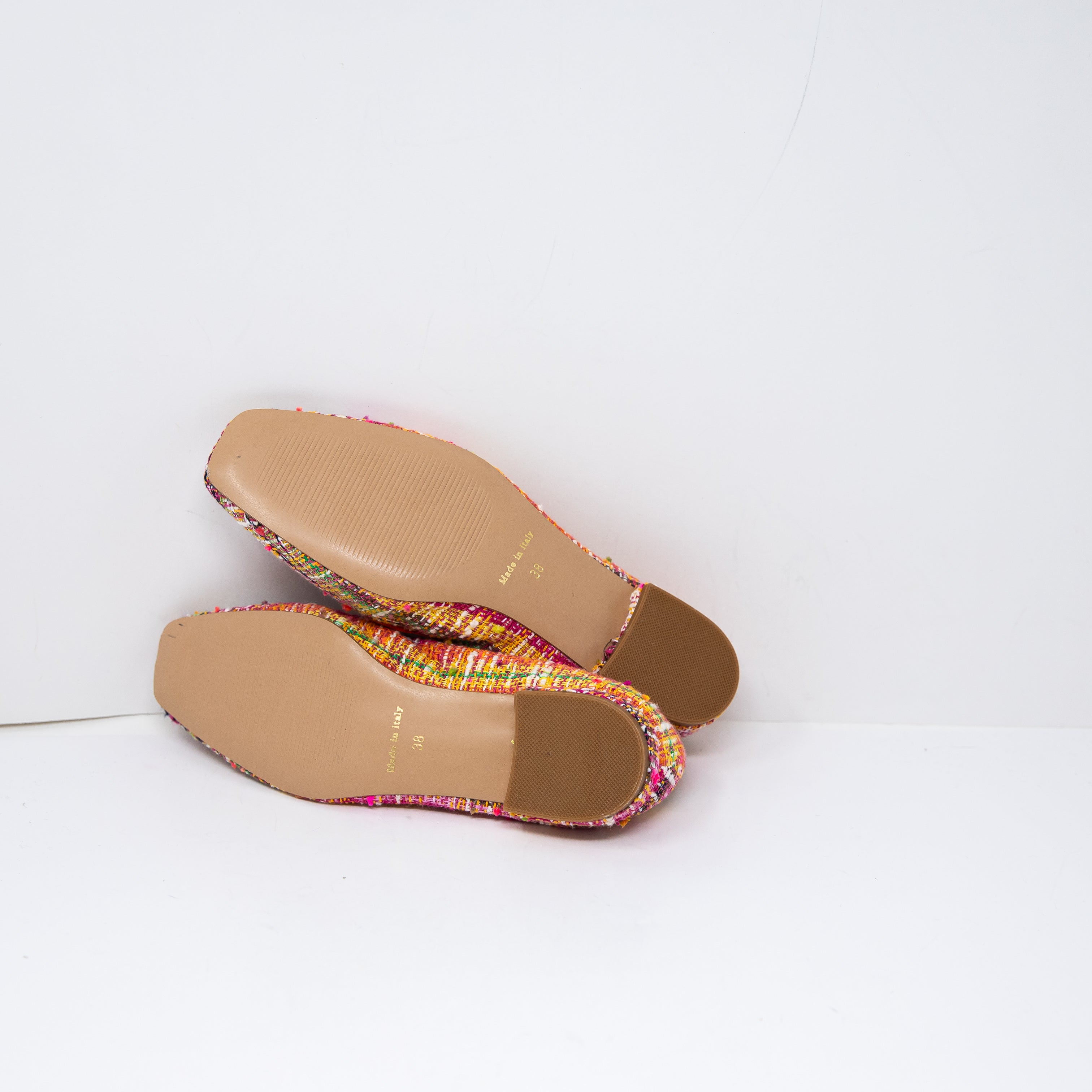 NEW Michele Lopriore Elyse Pointy Loafer Multicolor Orange Melange Flat Shoes 8