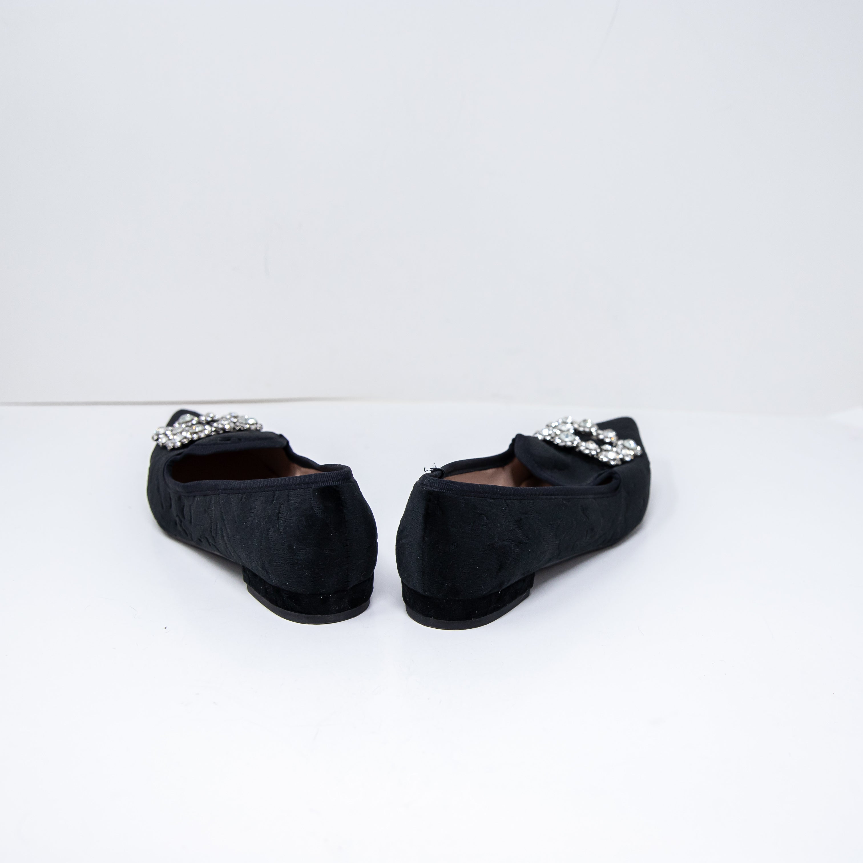 NEW Michele Lopriore Elyse Pointy Loafer Velvet Crystal Jewel Diamond Flat Shoes