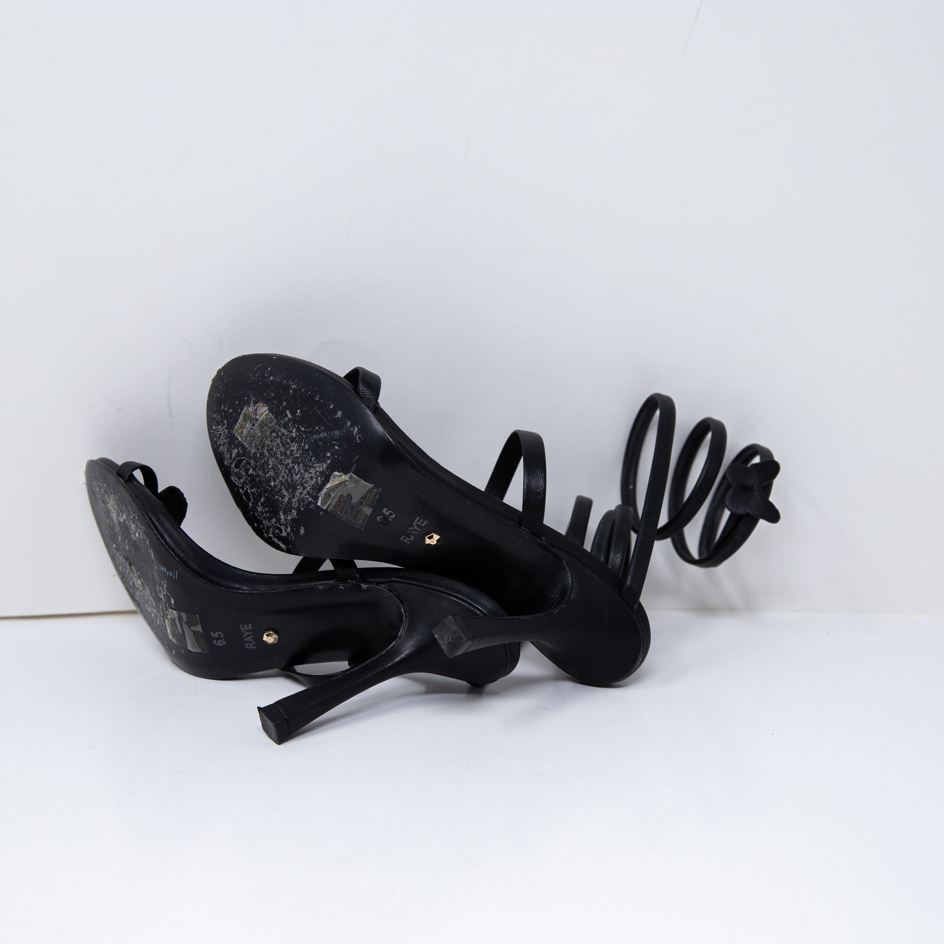 Raye Teslik Butterfly Crystal Jewel Diamond Ankle Wrap High Heels Shoes Black