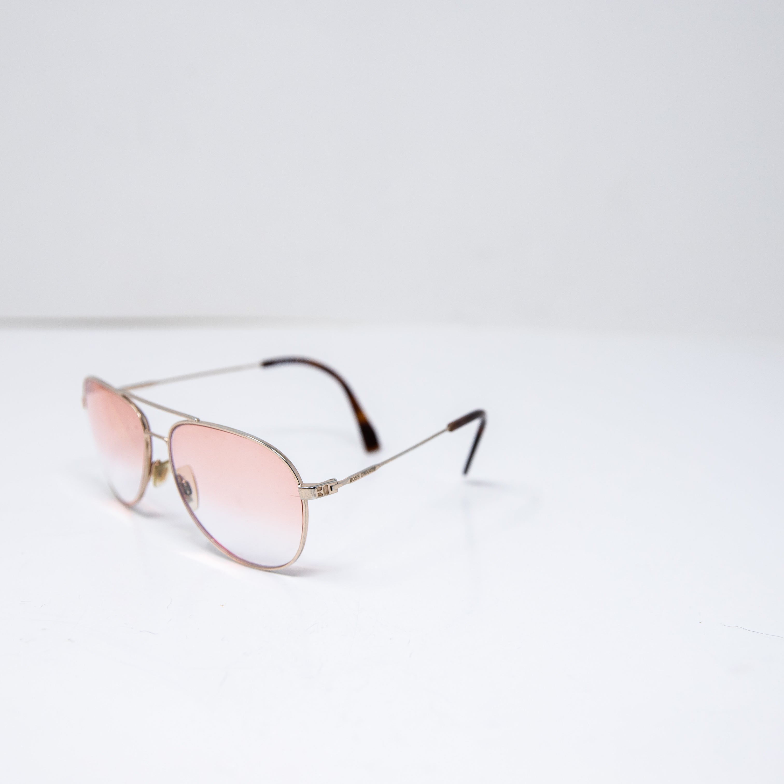 Boss Orange Gold Full Rim Oversize Lenses Gradient Copper Aviator Sunglasses