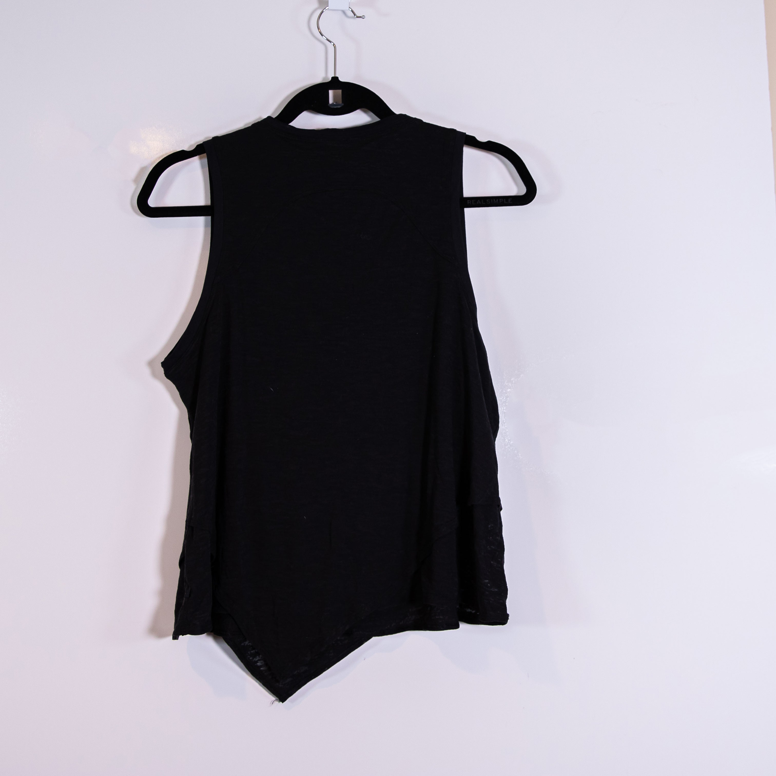 Lululemon Asymmetrical Hem Crew Neck Sleeveless Cotton Overlay Tank Top Black