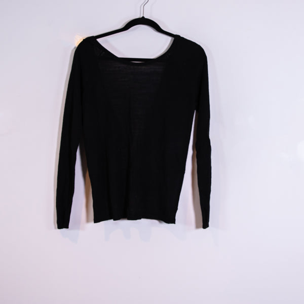 Lululemon Women's Knit Stretch Twist Knot Low Back Pullover Sweater Black Medium