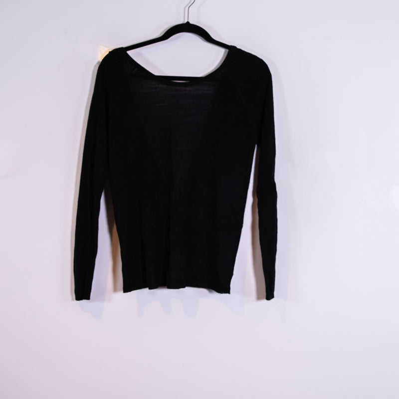 Lululemon Women's Knit Stretch Twist Knot Low Back Pullover Sweater Black Medium