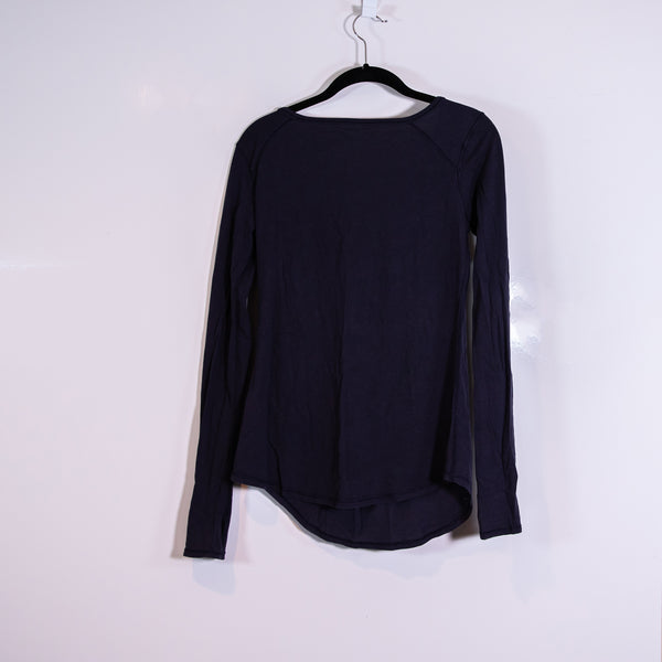 Lululemon Women's Cotton Scoop Neck Micro Perforated Long Sleeve Tee Shirt Black