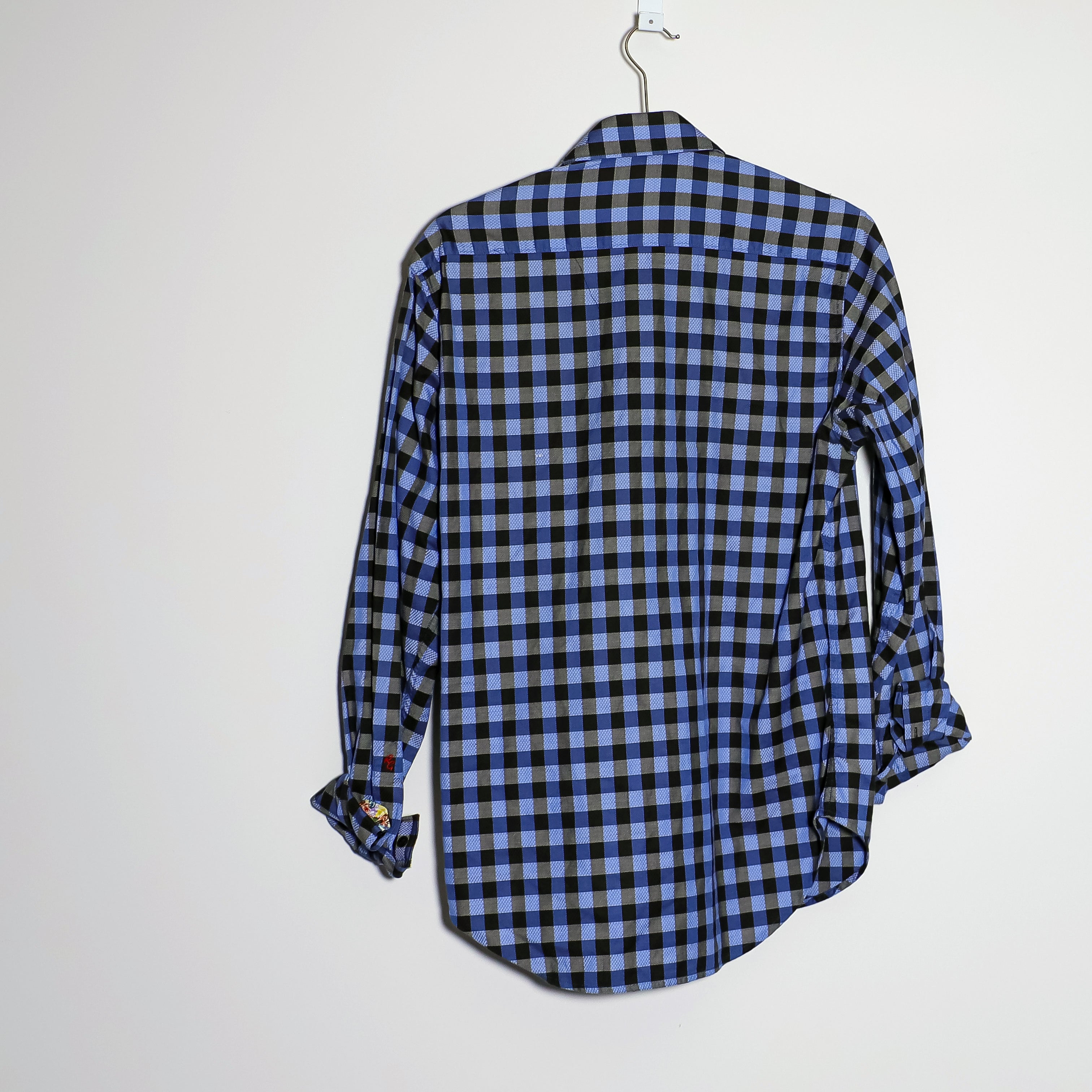 Robert Graham Cotton Blue Check Plaid Collared Button Down Long Sleeve Shirt S