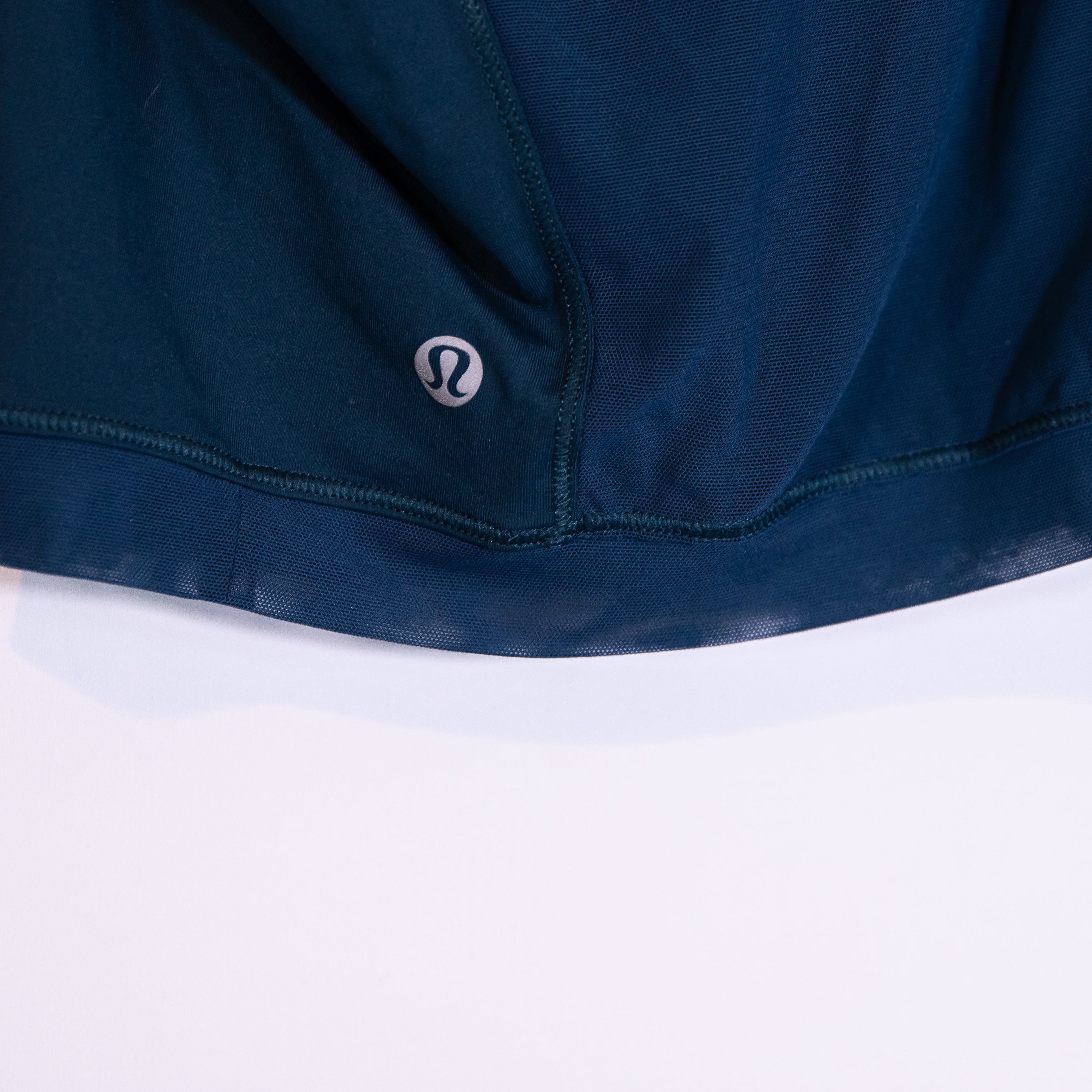 Lululemon Women's Semi Sheer Mesh Back Sleeveless Crew Neck Crop Tank Top Blue