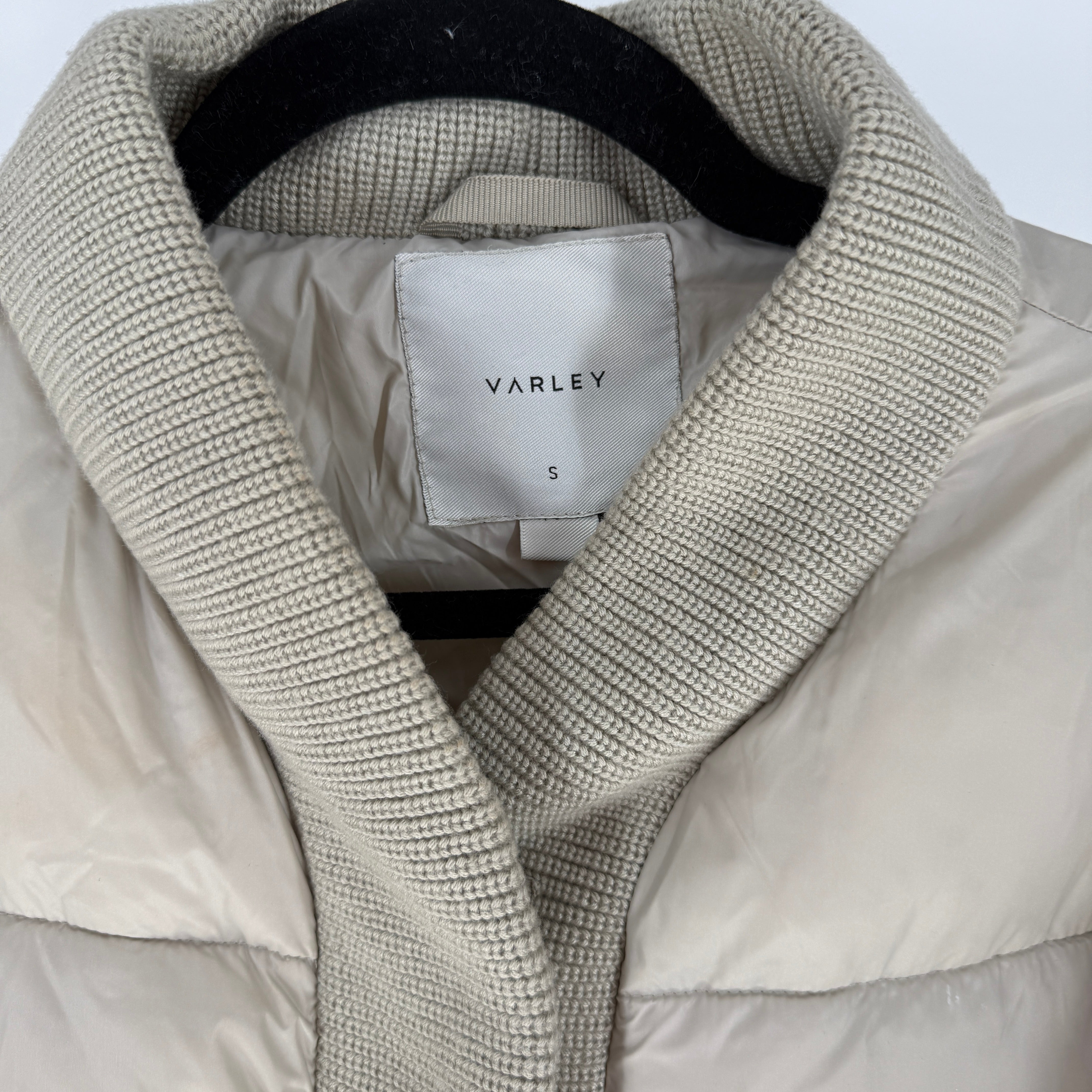 Varley Baldwin Faux Down Fill Quilted Puffer Jacket Coat Silver Lining Small