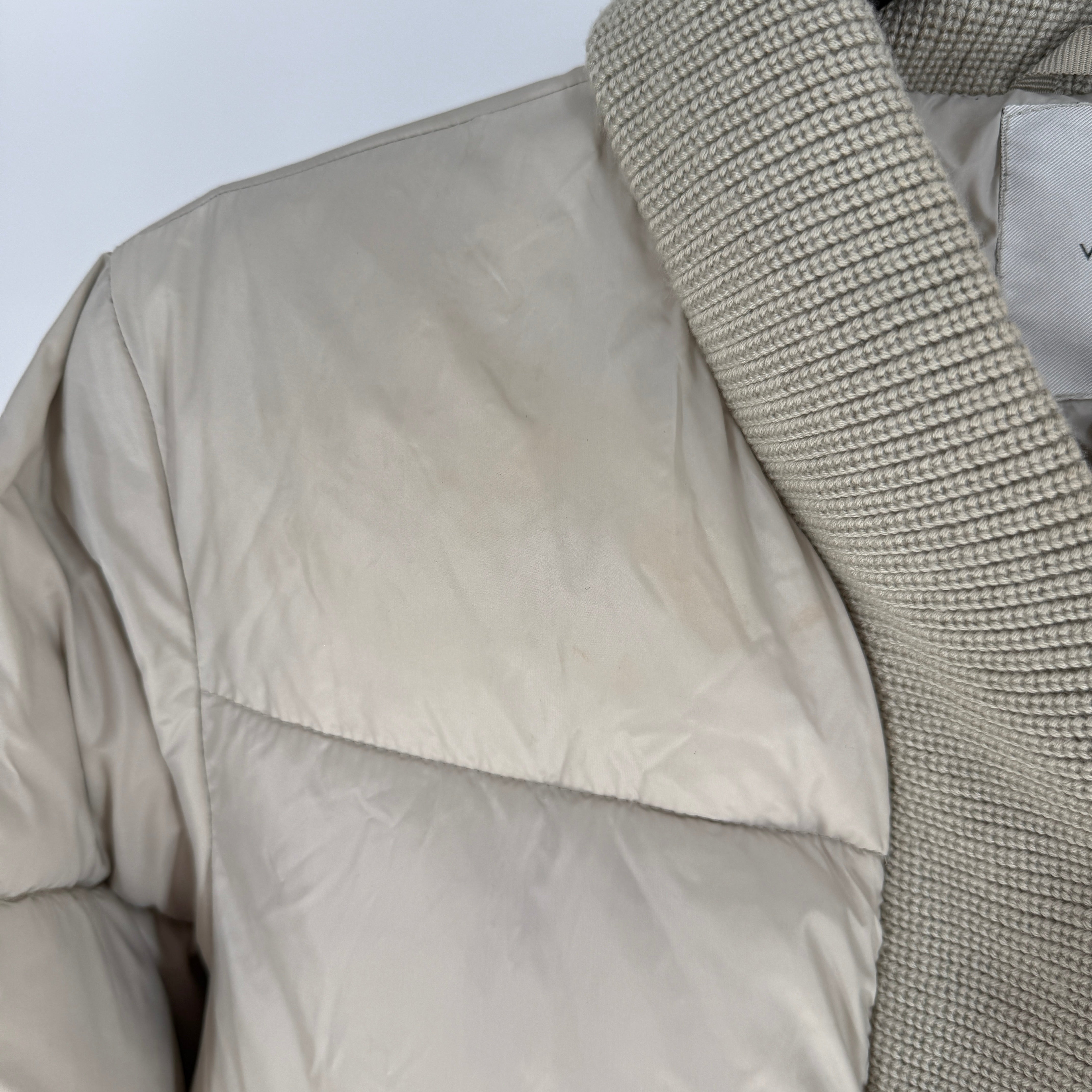 Varley Baldwin Faux Down Fill Quilted Puffer Jacket Coat Silver Lining Small