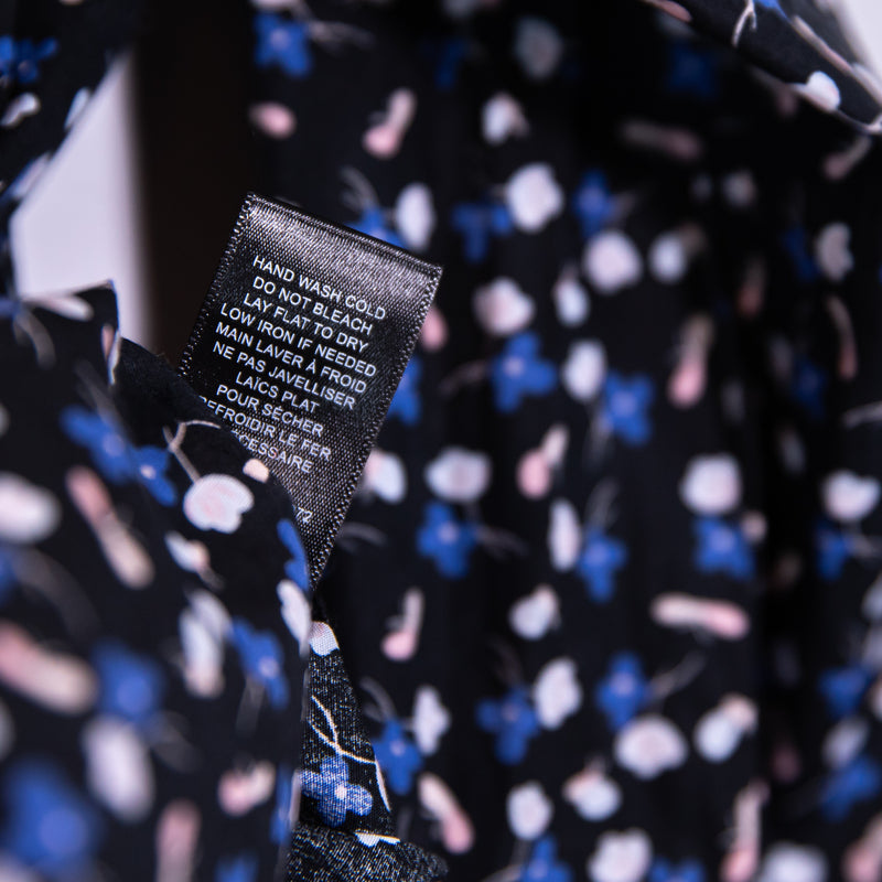 Rebecca Taylor Cotton Blue White Pink Floral Flower Print Pattern Blouse Shirt S