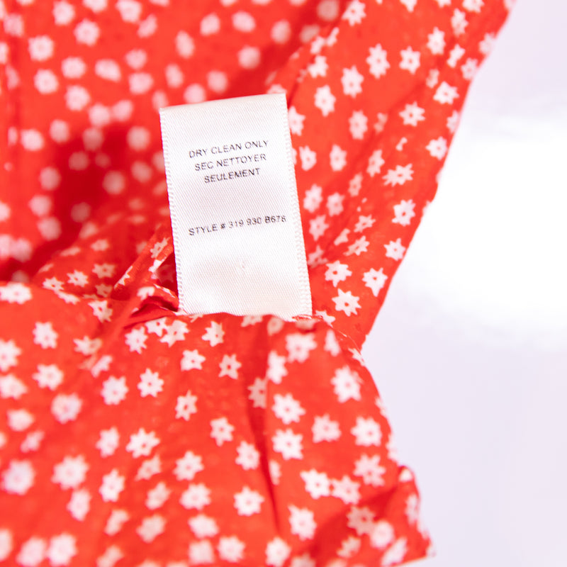 Rebecca Taylor Malia Red Silk Floral Cherry Red Micro Floral Blouse Shirt Top 4