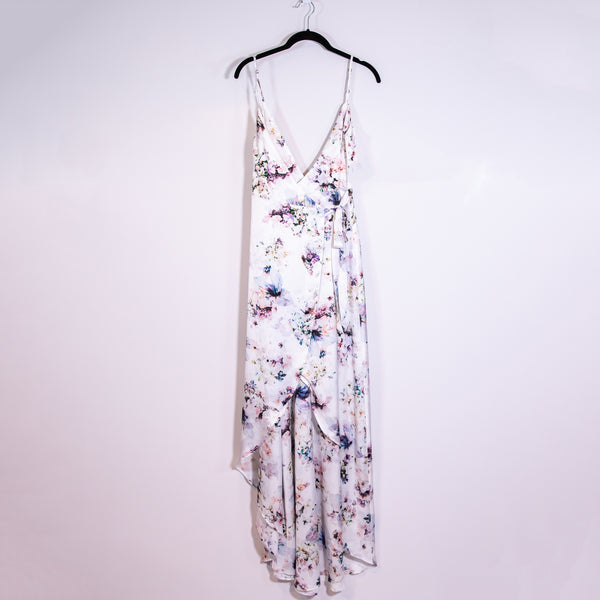 NEW Show Me Your MuMu Mariah Satin Wrap Dress Bouquet Beauty Silky Midi Small