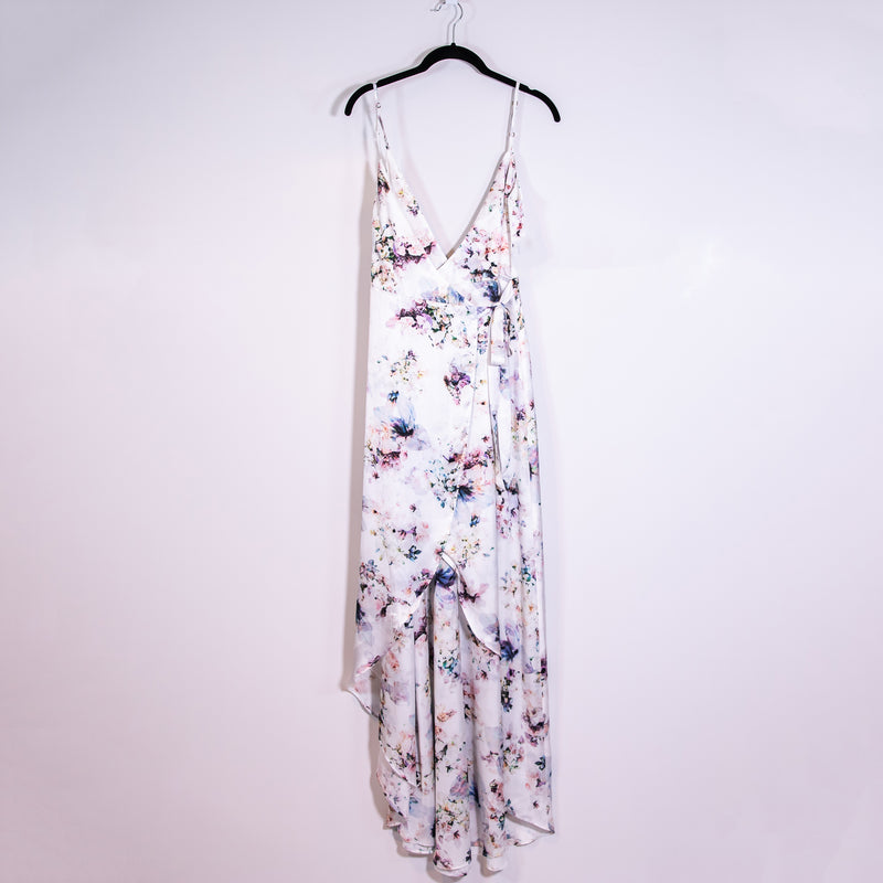 NEW Show Me Your MuMu Mariah Satin Wrap Dress Bouquet Beauty Silky Midi Small