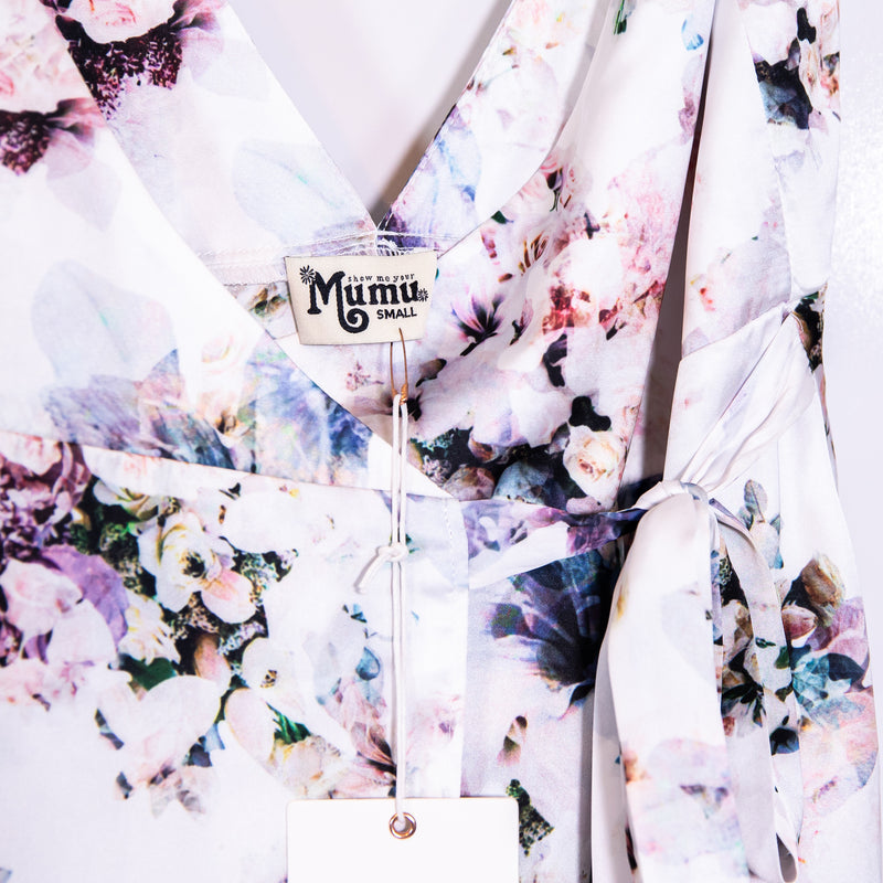 NEW Show Me Your MuMu Mariah Satin Wrap Dress Bouquet Beauty Silky Midi Small