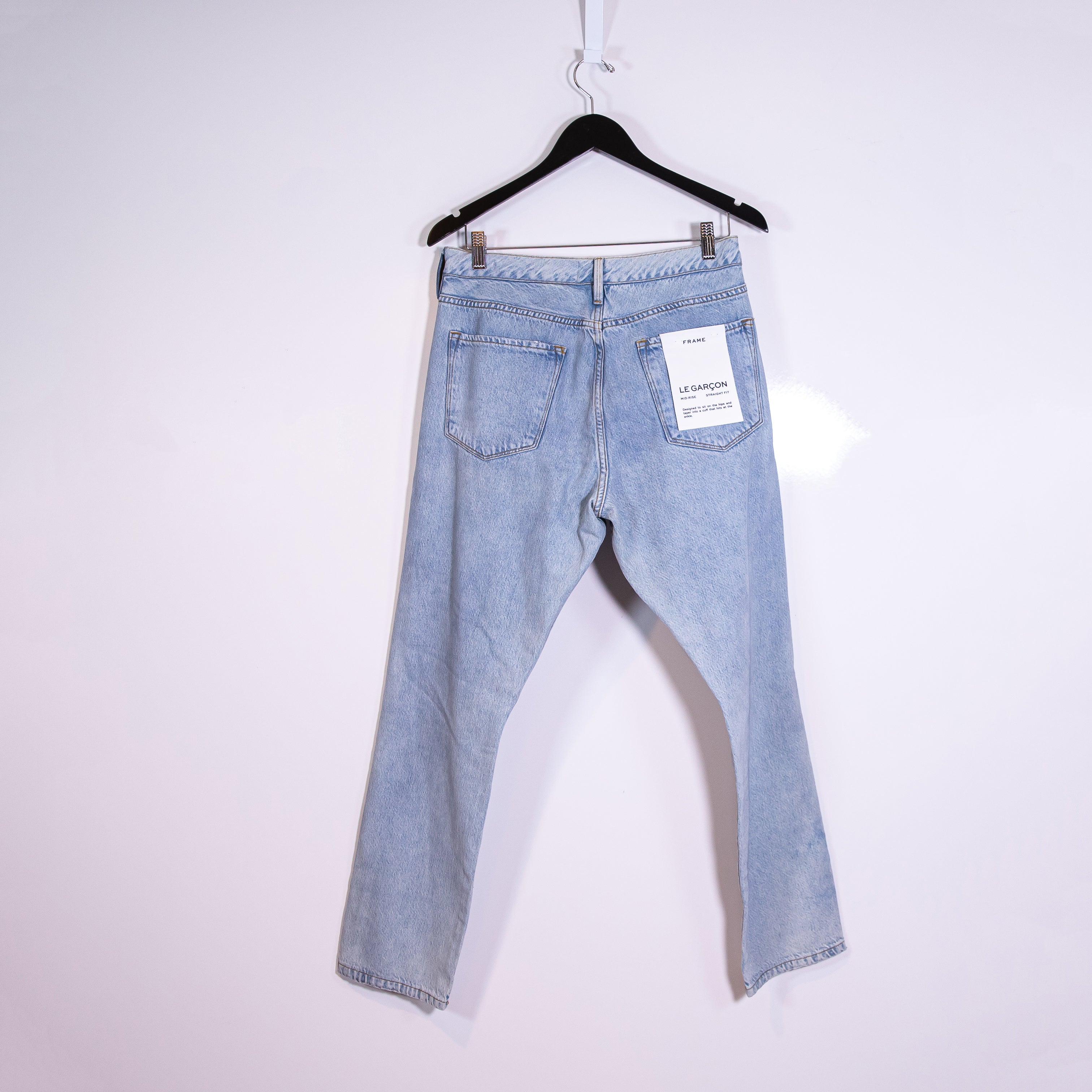 Frame Denim Le Garcon Cotton Straight Leg Mid Rise Natoma Distressed Wash Jeans