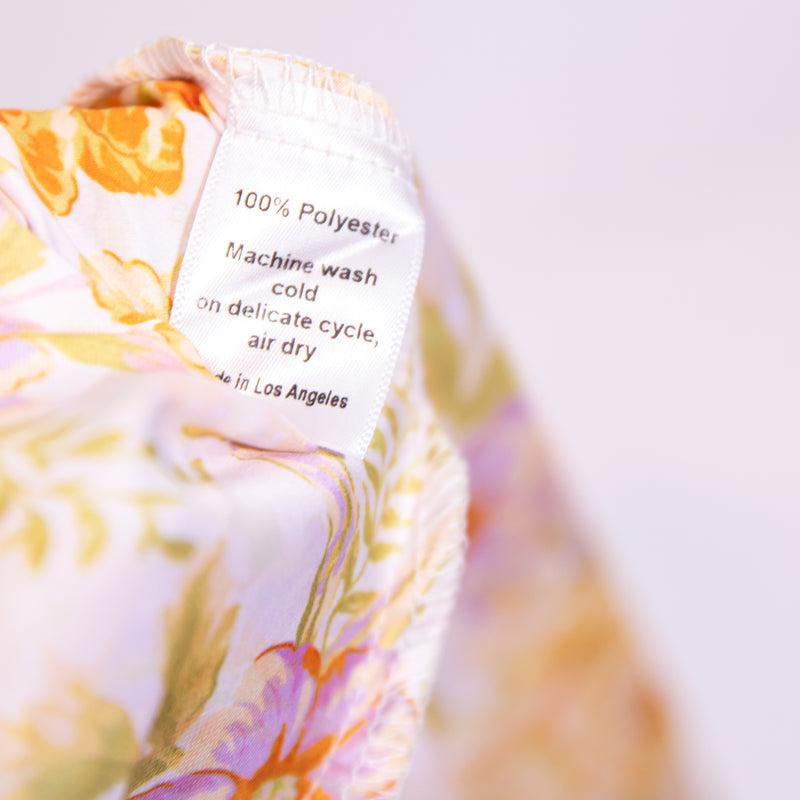 NEW RESA Marisol Pull On Satin Chiffon Gardenia Floral Print Pattern Midi Dress