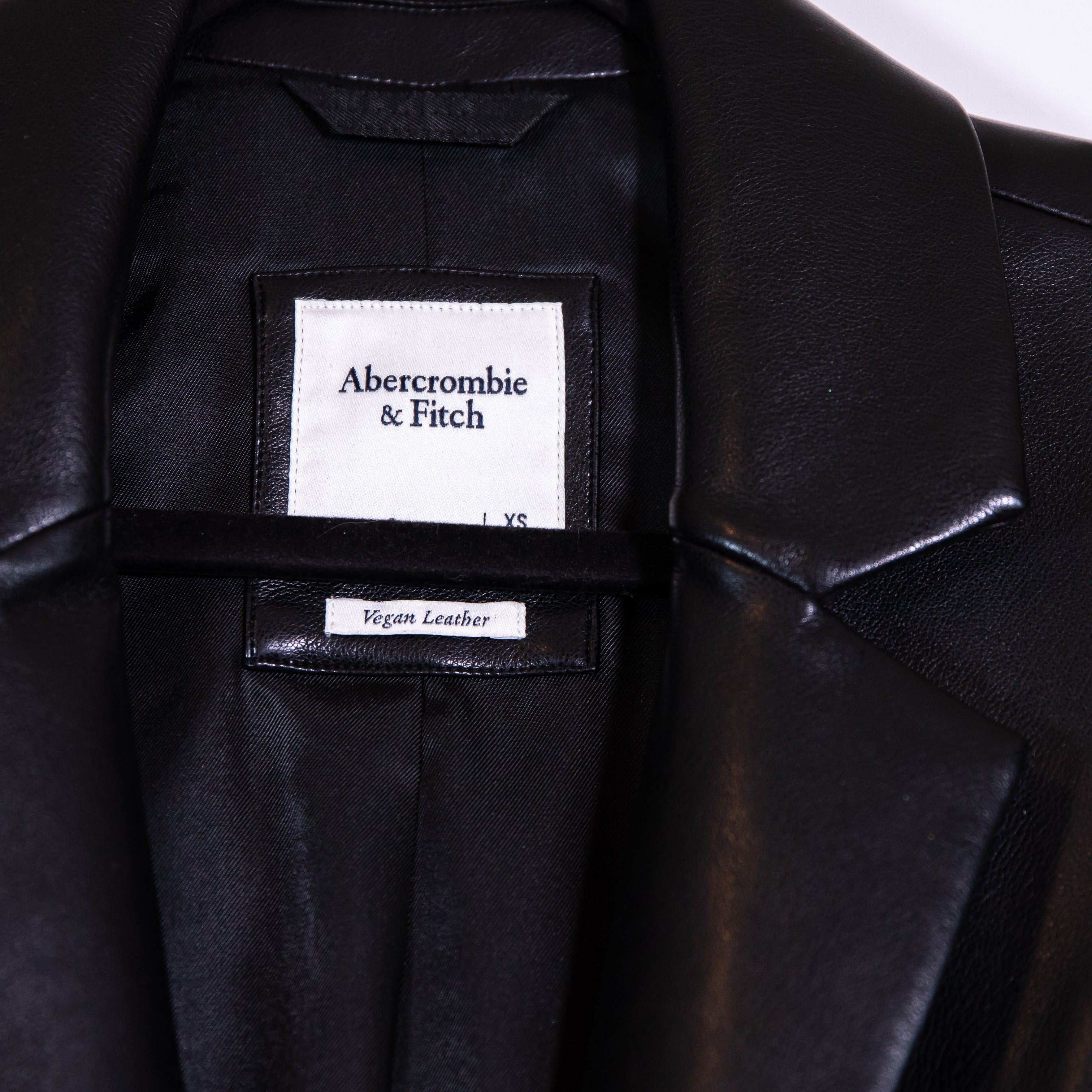 Abercrombie & Fitch Faux Vegan Leather One Button Blazer Jacket Black XS