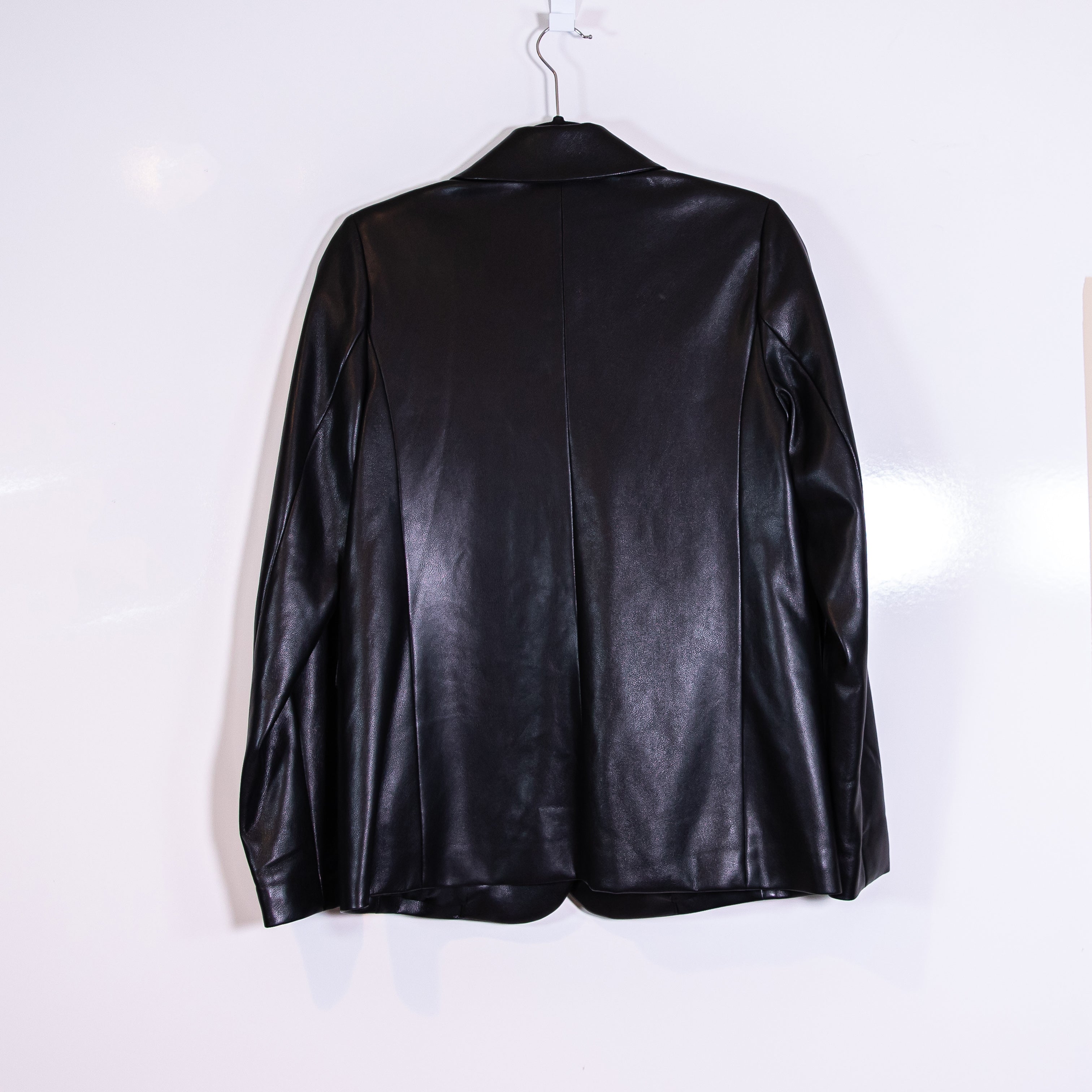 Abercrombie & Fitch Faux Vegan Leather One Button Blazer Jacket Black XS