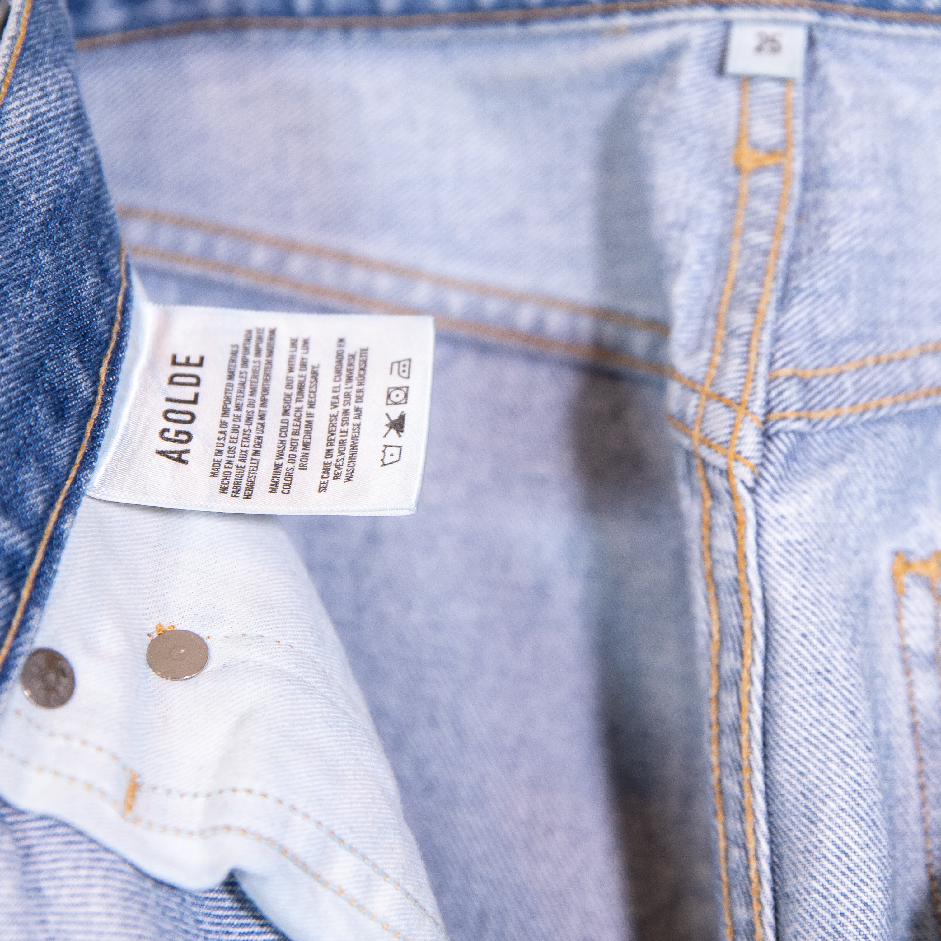 Agolde Women's 90's Mid Rise Loose Fit Distressed Denim Jeans Fall Out Wash 25