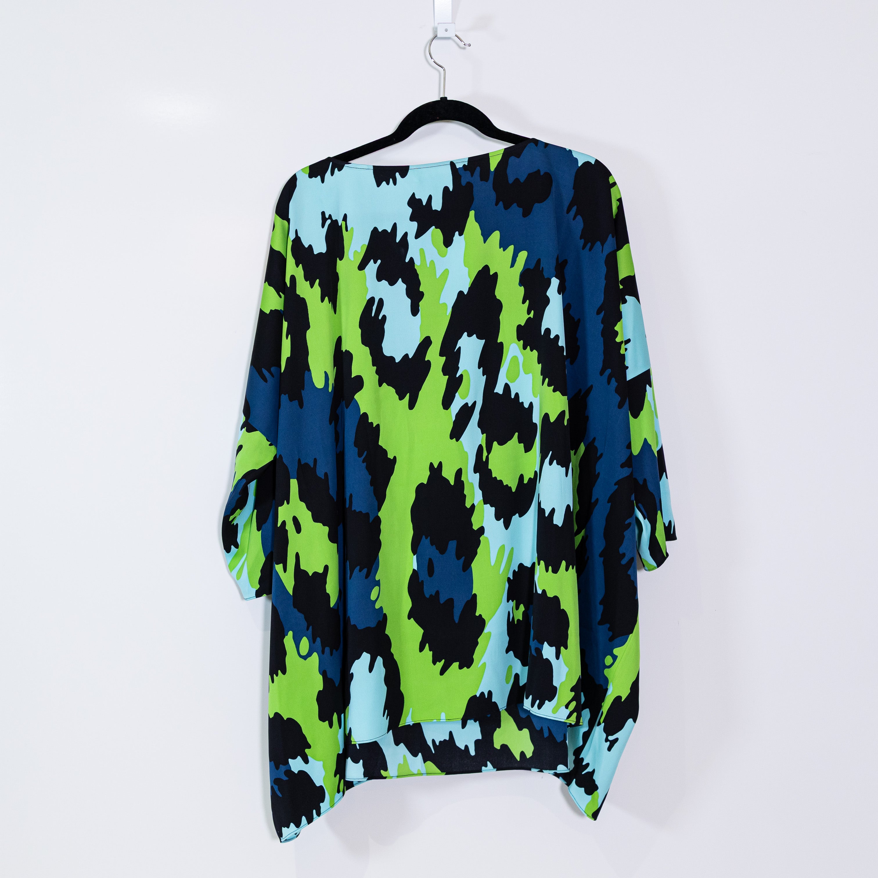 NEW Diane Von Furstenberg Diane Silk Satin Stretch Blouse Jungle Cat Large XL
